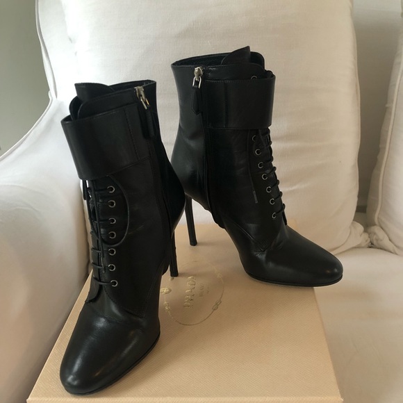 PRADA Lace Up with Buckle Round Toe Boots 36 - Picture 2 of 7
